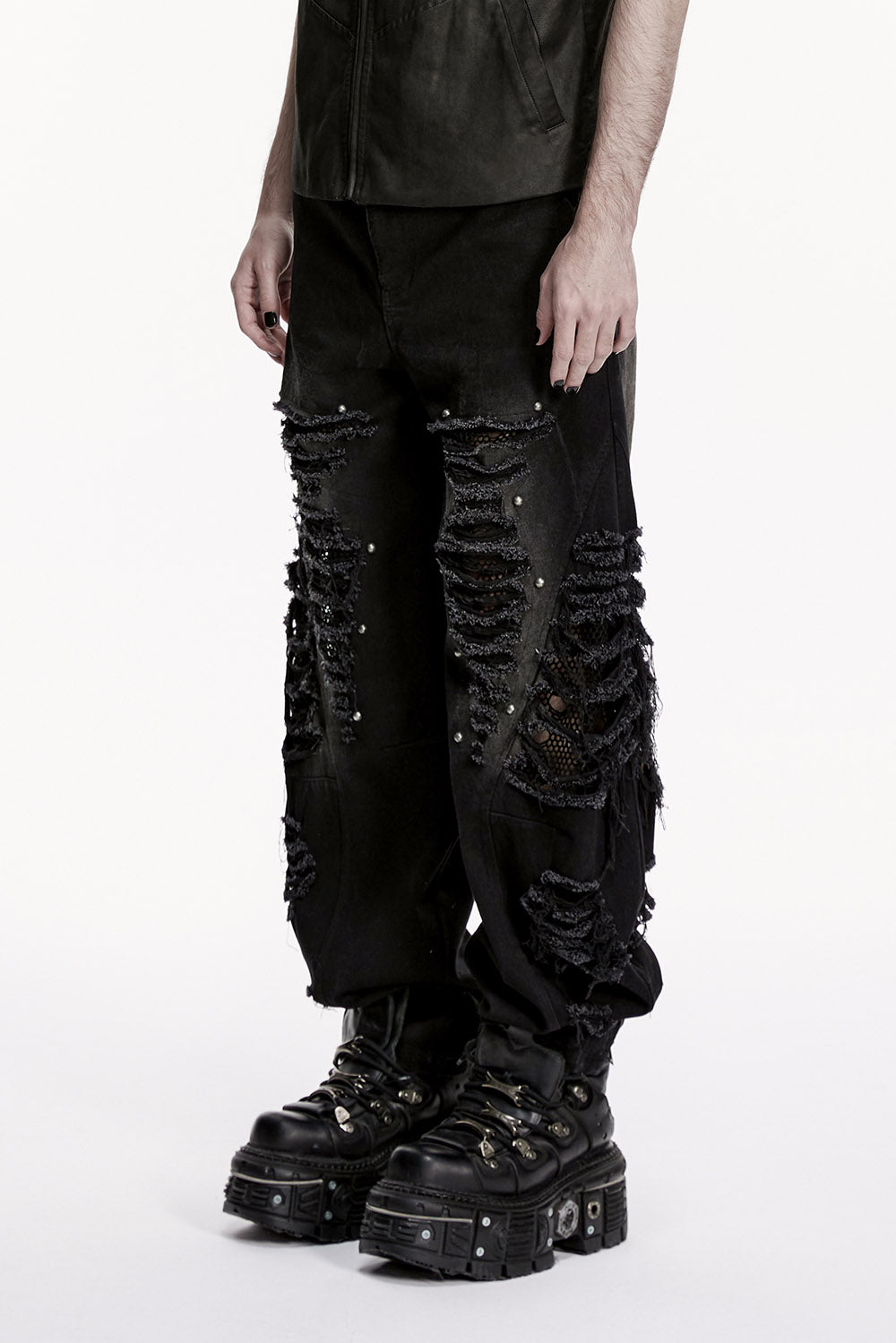 faded mens distressed black baggy pants