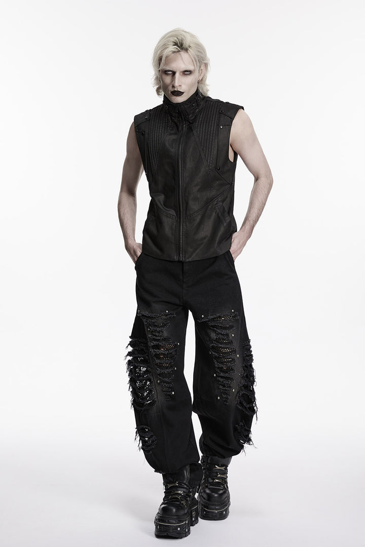 mens distressed black baggy pants