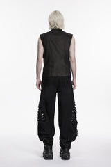 mens distressed black baggy pants by punk rave