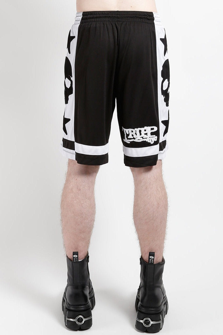 mens baggy punk skull long shorts