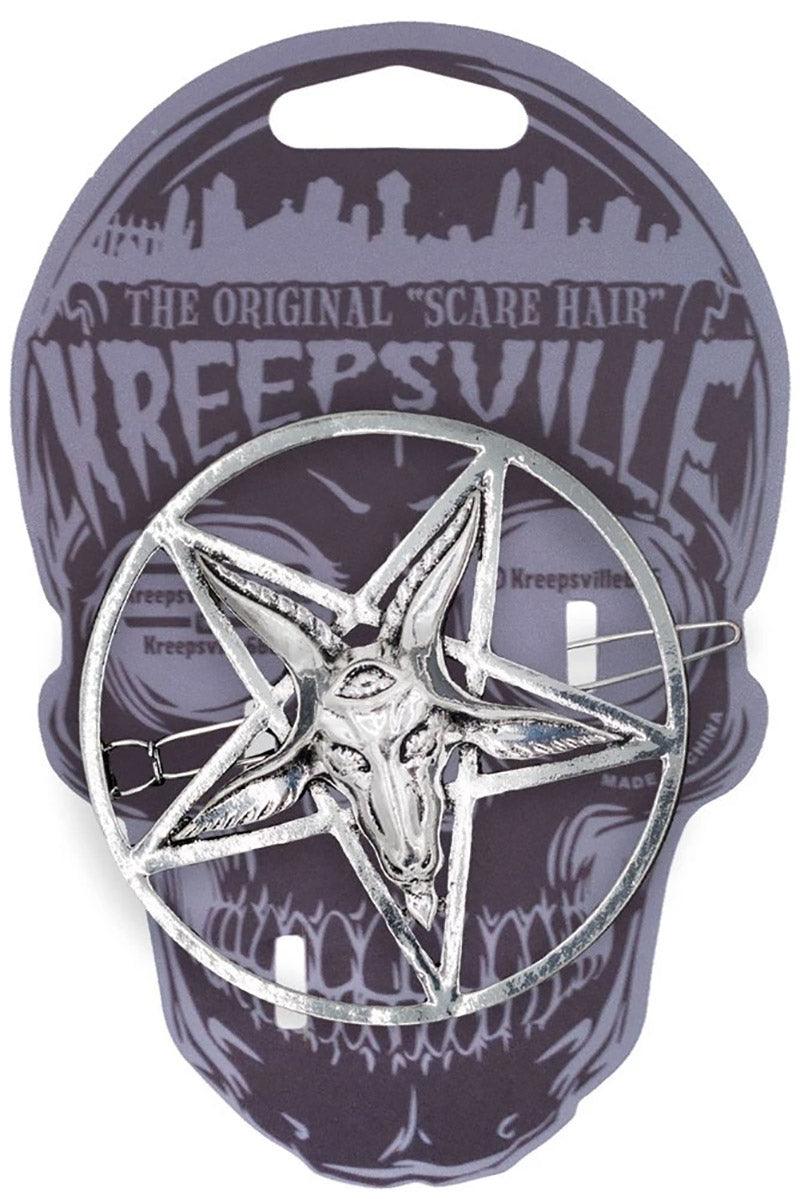 Baphomet Circle Hair Clip - hats & scarves & headwear - VampireFreaks - Kreepsville