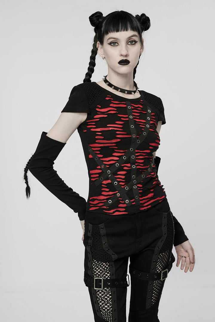 Barbie Blood Top Set [BLACK/RED] - womens tops - VampireFreaks - Punk Rave