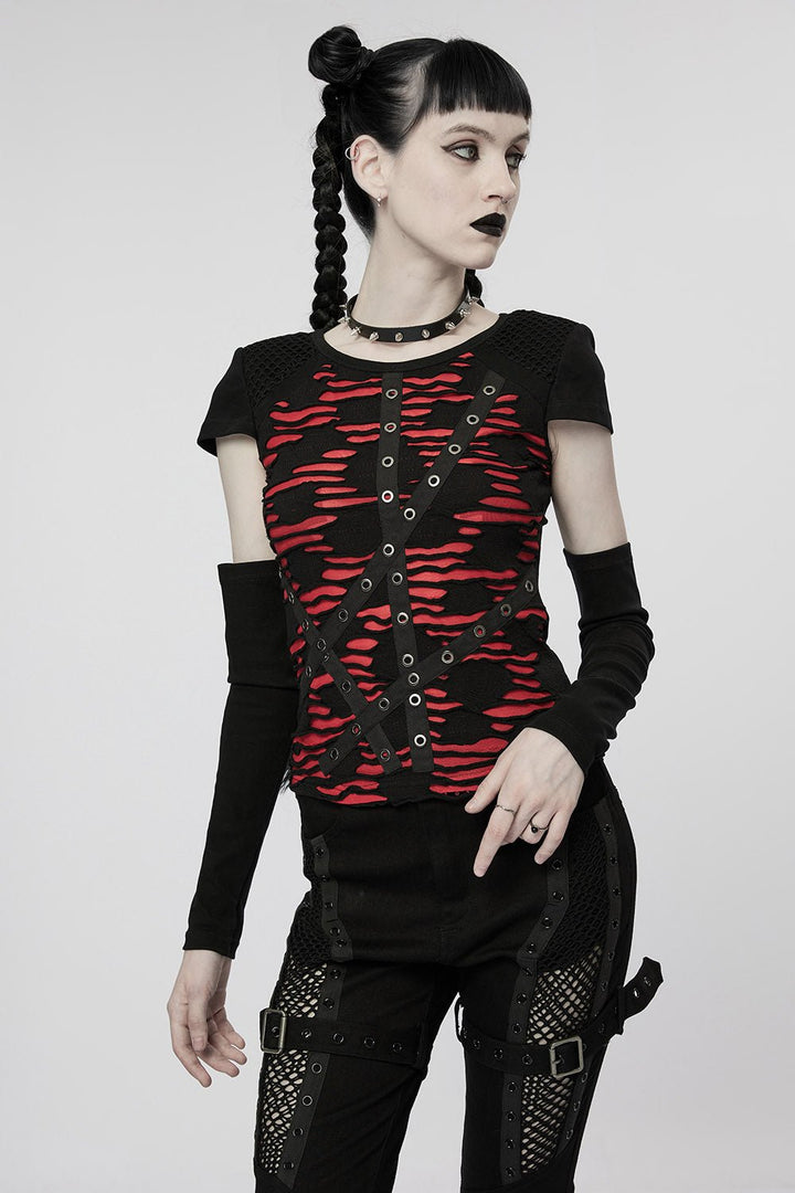 Barbie Blood Top Set [BLACK/RED] - womens tops - VampireFreaks - Punk Rave