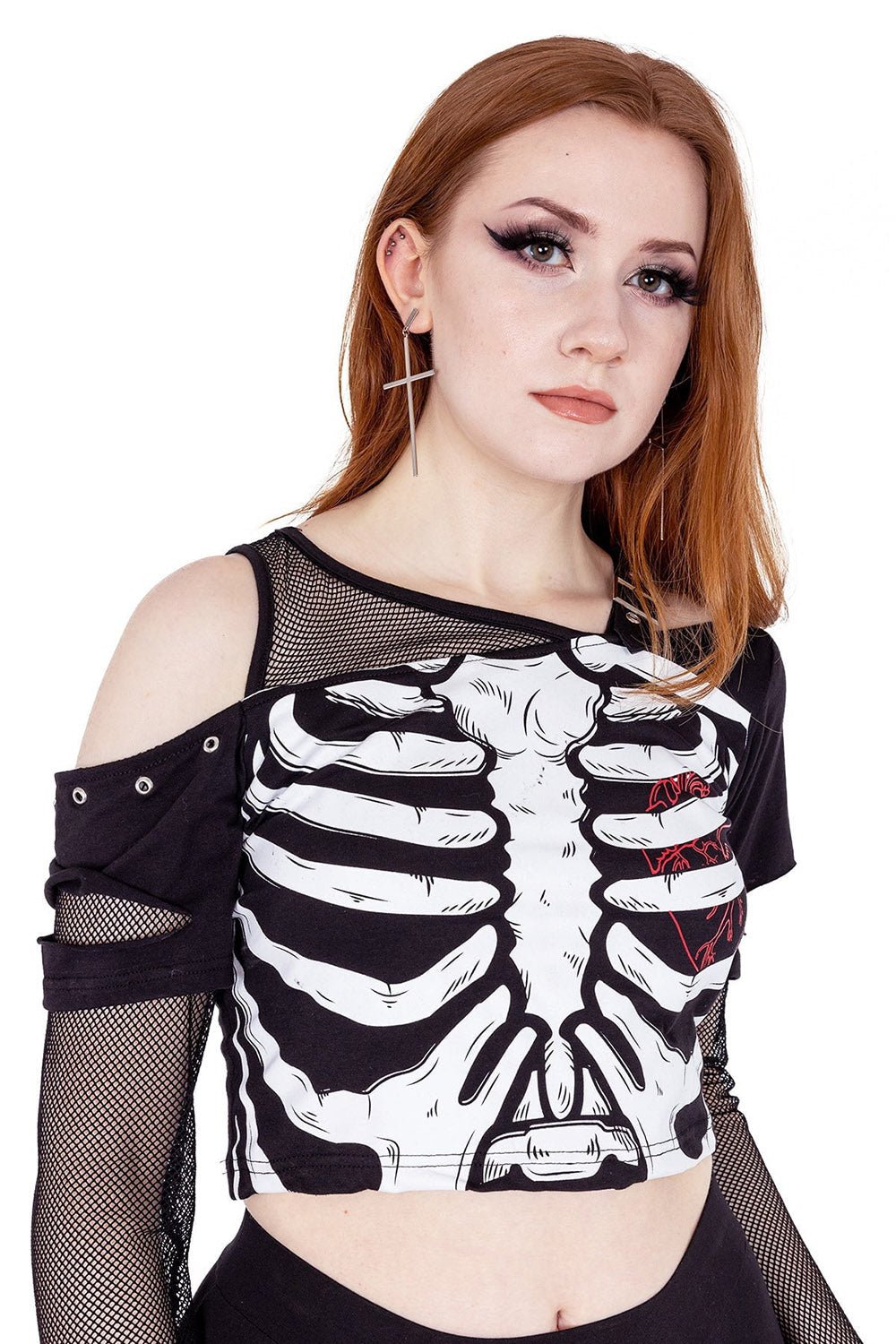 Bare Bones Top [BLACK] - womens tops - VampireFreaks - Poizen Industries