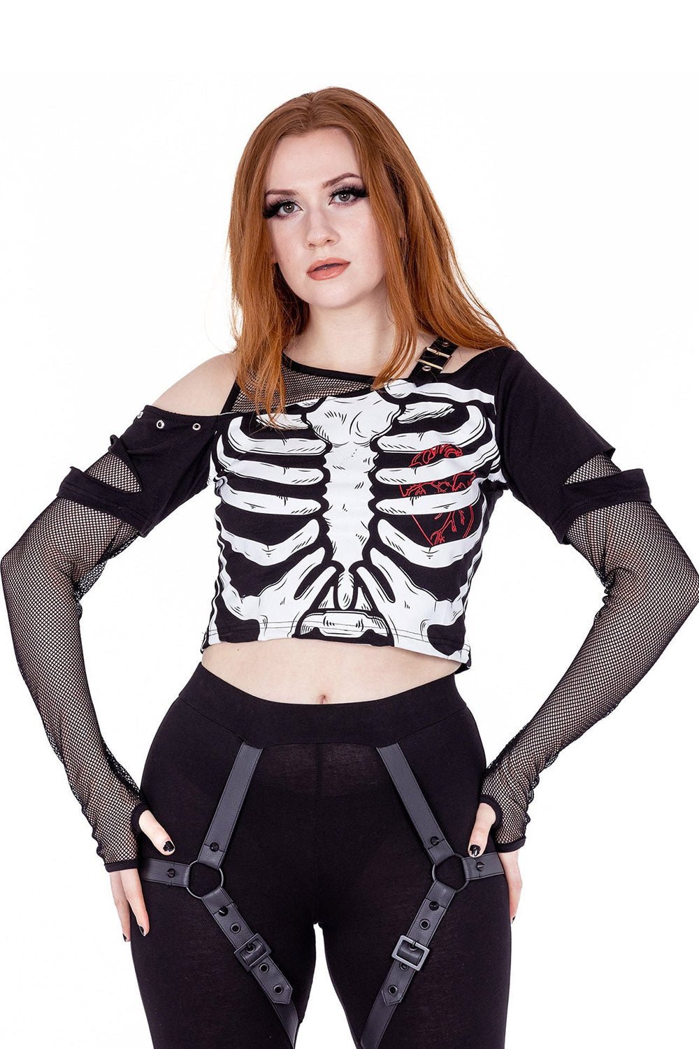 Bare Bones Top [BLACK] - womens tops - VampireFreaks - Poizen Industries