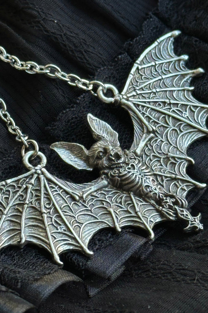 skeleton bat necklace