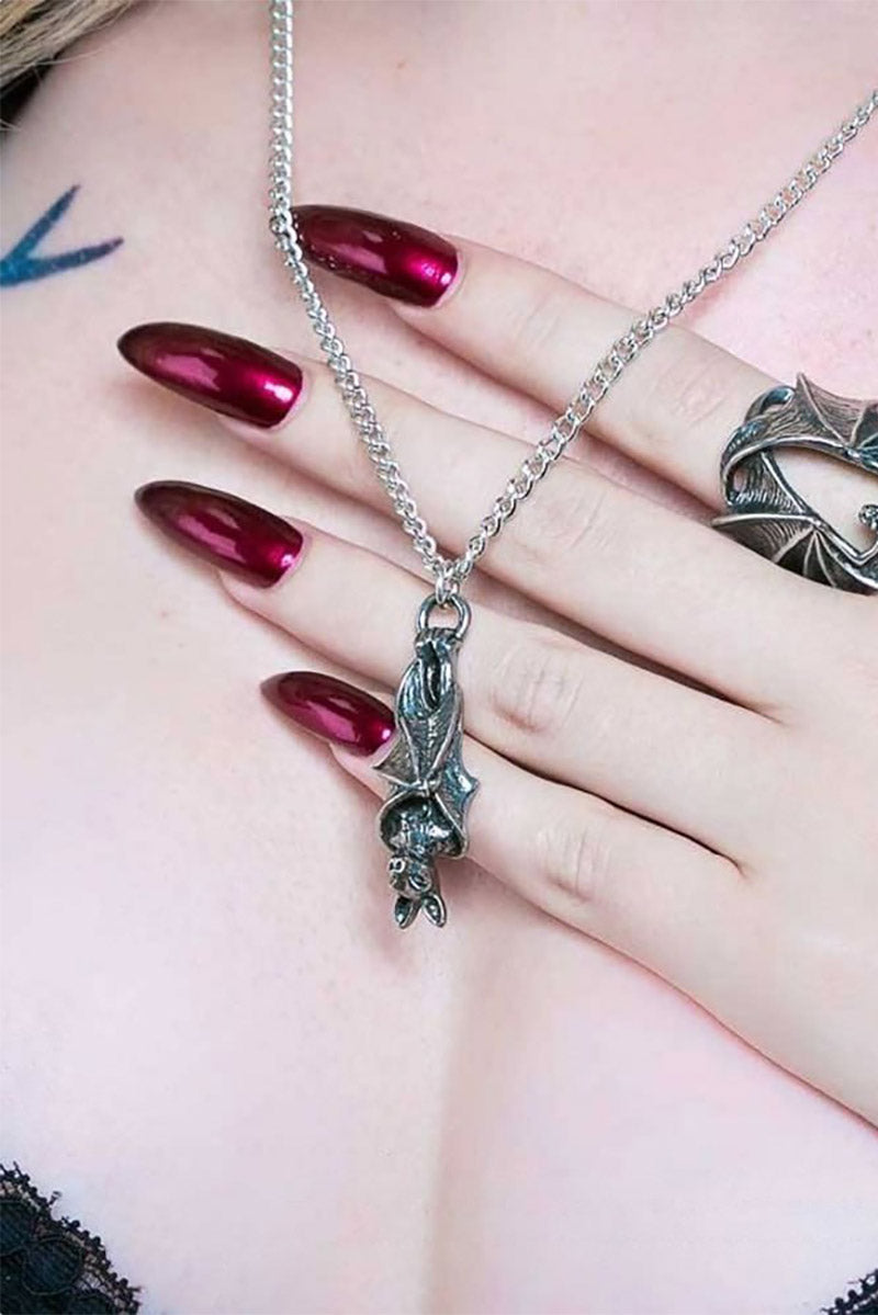 silver bat necklace