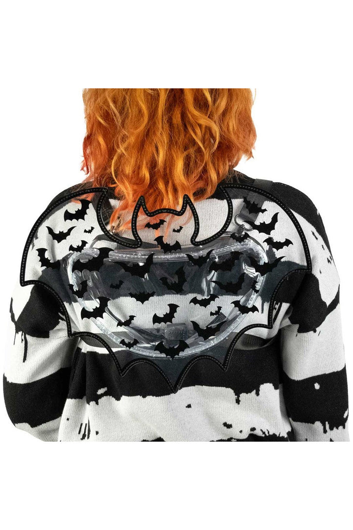 clear spooky bat-shaped purse for festivals and concert venues