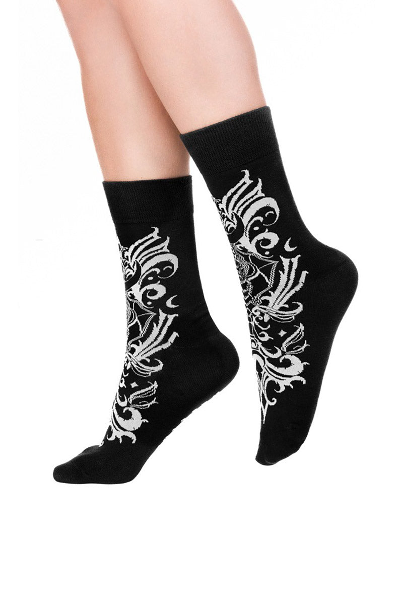 Bat Baroque Jacquard Socks - socks & stockings - VampireFreaks - Restyle