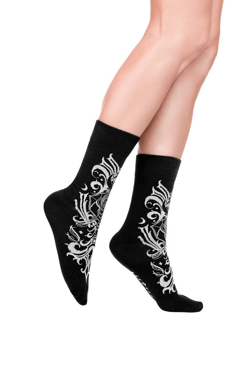 Bat Baroque Jacquard Socks - socks & stockings - VampireFreaks - Restyle