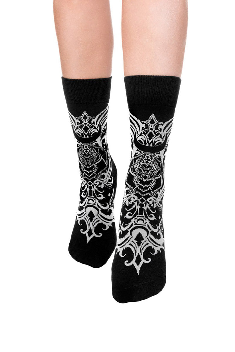 Bat Baroque Jacquard Socks - socks & stockings - VampireFreaks - Restyle