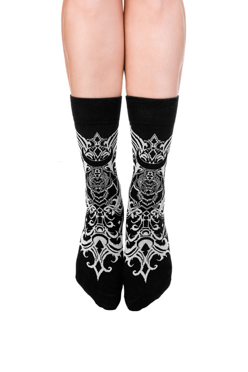 Bat Baroque Jacquard Socks - socks & stockings - VampireFreaks - Restyle