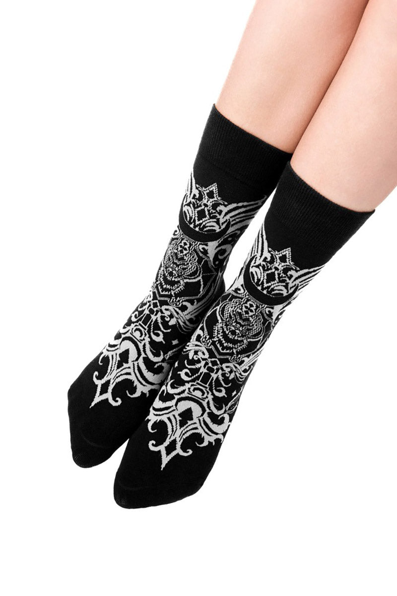 Bat Baroque Jacquard Socks - socks & stockings - VampireFreaks - Restyle