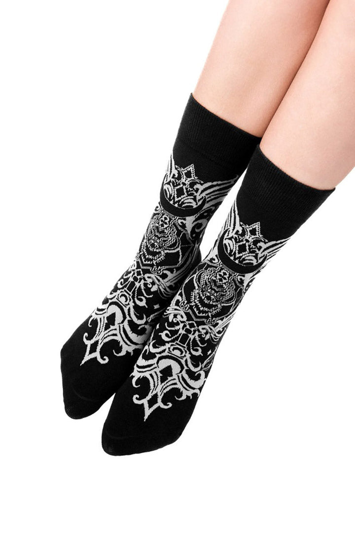 Bat Baroque Jacquard Socks - socks & stockings - VampireFreaks - Restyle