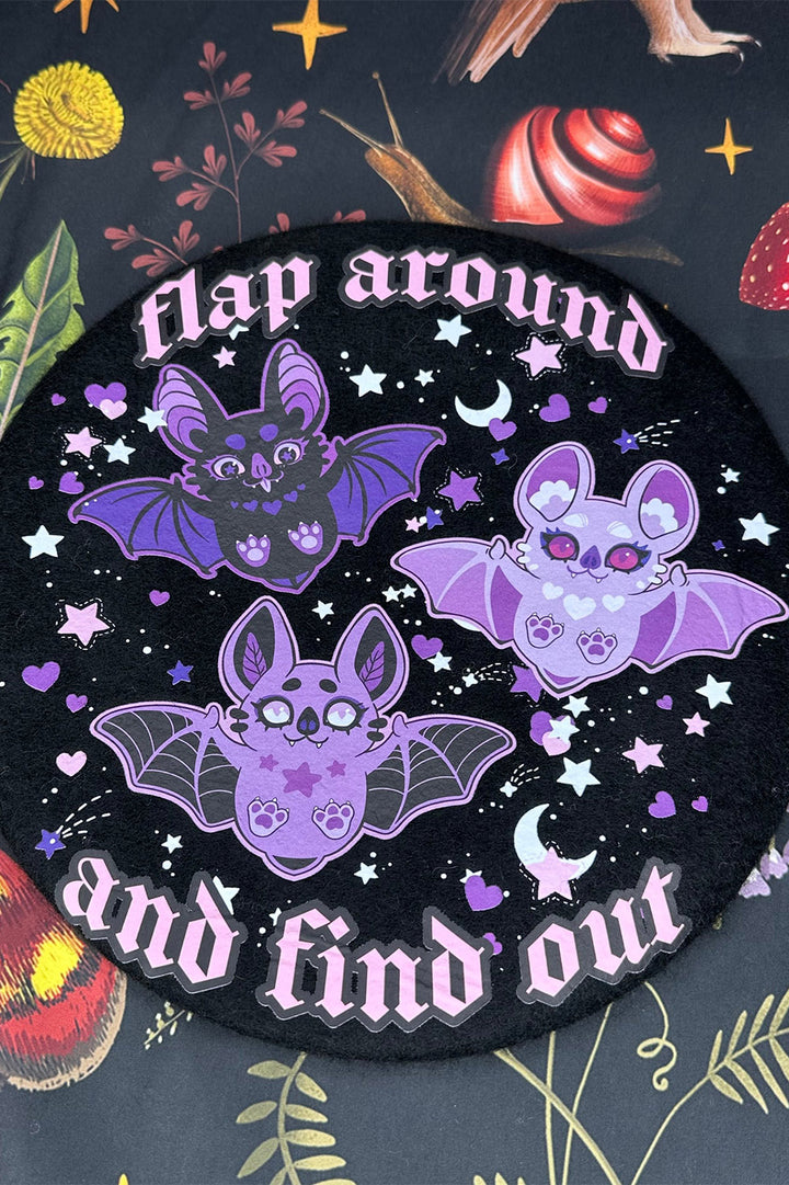 pastel goth purple bat beret hat