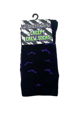 goth cotton purple and black knitted bat socks