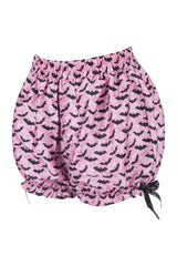 kawaii ruffled pastel pink and black bat bloomer shorts