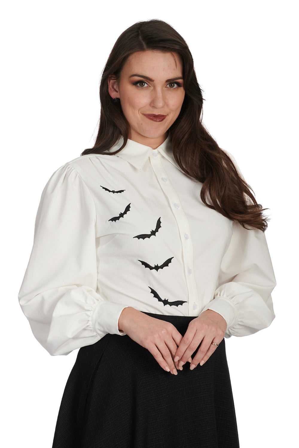 white vintage goth inspired button-up top