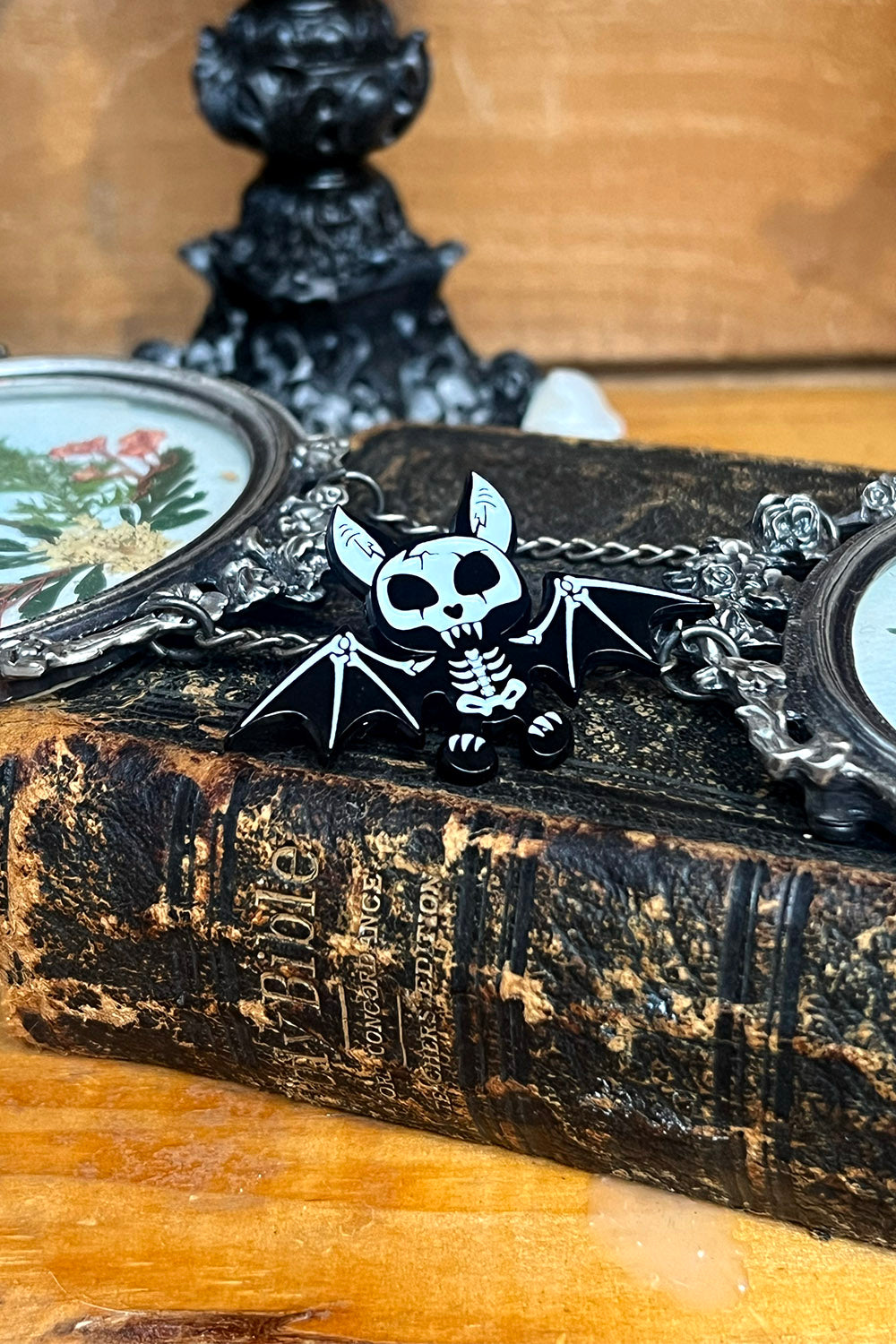 spooky cute creepy skeleton baby bat enamel pin brooch