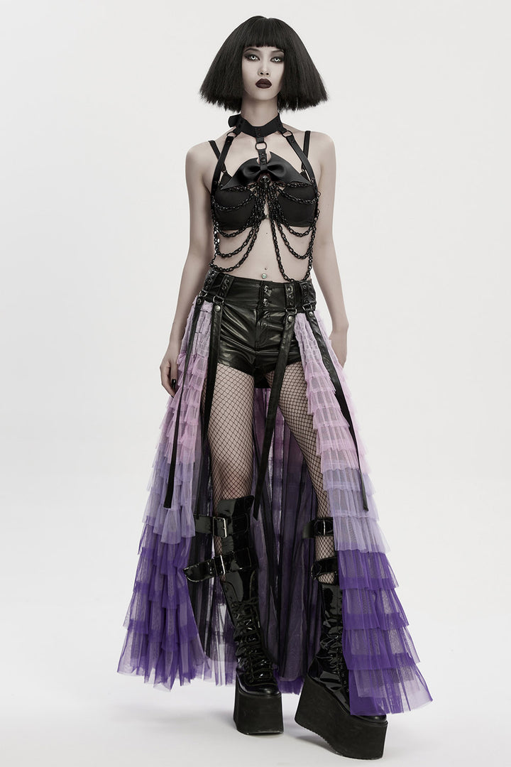 emo chain harness with batwing bow 