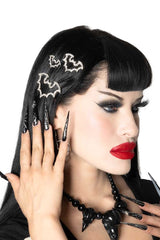 Bat Outline Bling Hair Clips Pair