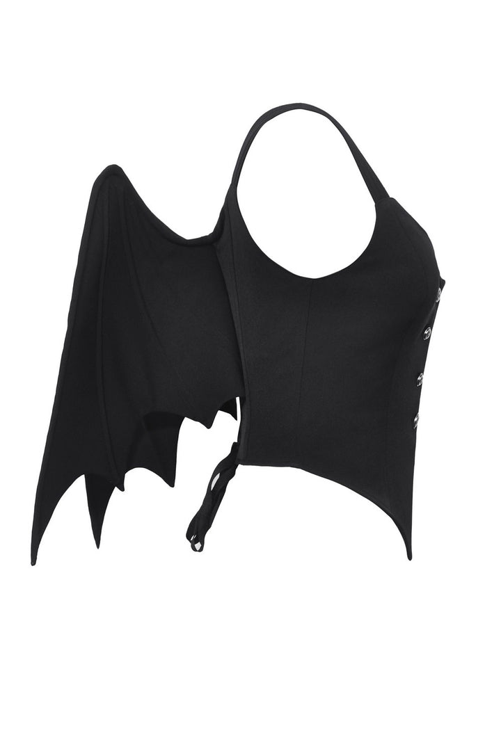 black waistcoat with attached bat wings