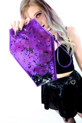 Too Cute to Spook Liquid Glitter Coffin Clutch [Purple]