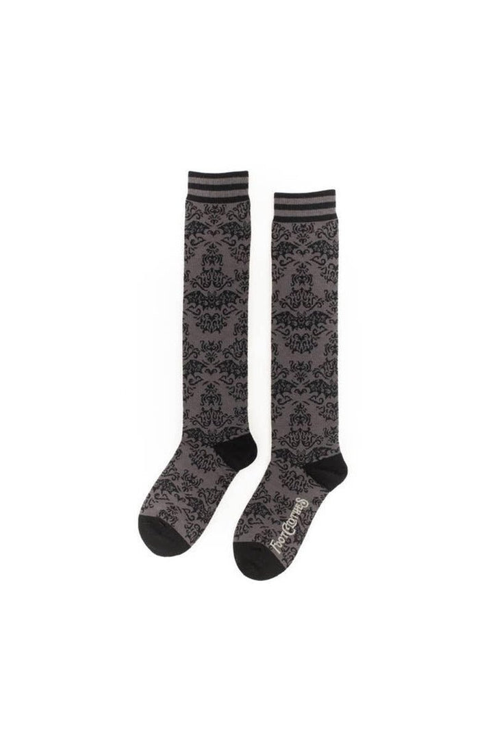 Bat Damask Knee High Socks - socks & stockings - VampireFreaks - FootClothes