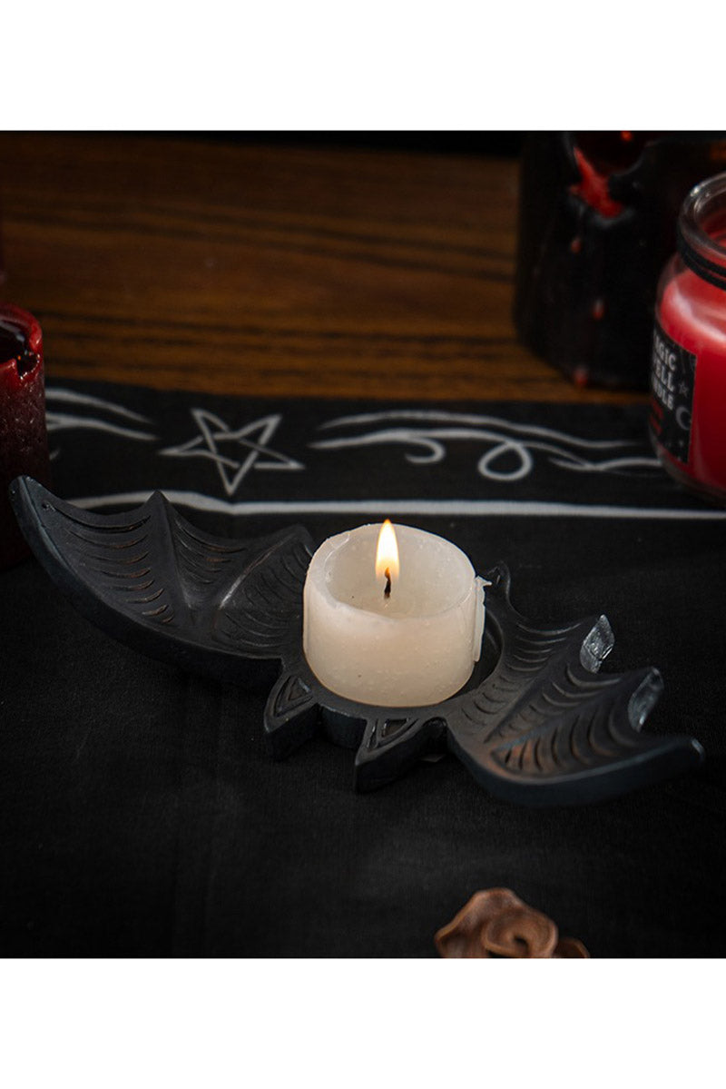 black resin bat tealight candle holder