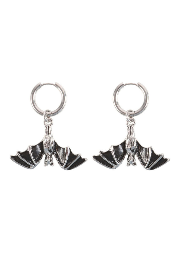 gothic stainless steel bat earrings 