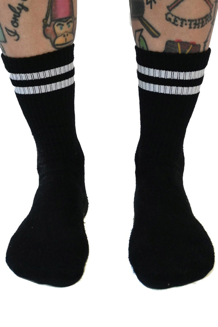 Bat Embroidered Athletic Socks [BLACK] - socks & stockings - VampireFreaks - Sourpuss