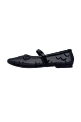 black pat mesh mary jane shoes