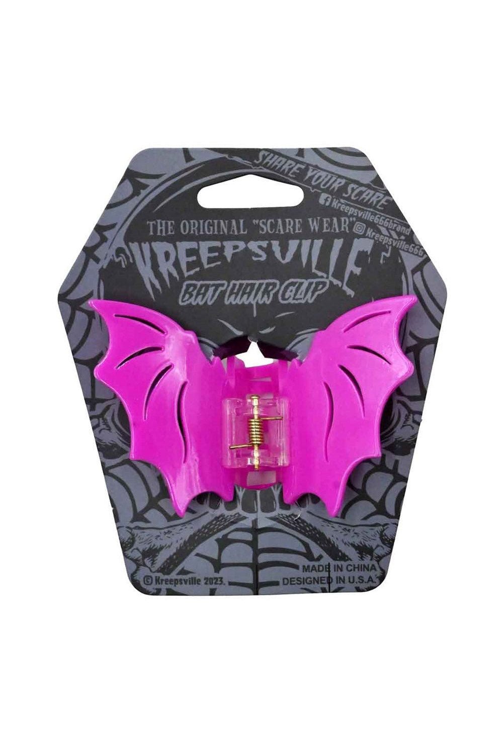 Bat Hair Claw Clip [PINK] - hats & scarves & headwear - VampireFreaks - Kreepsville