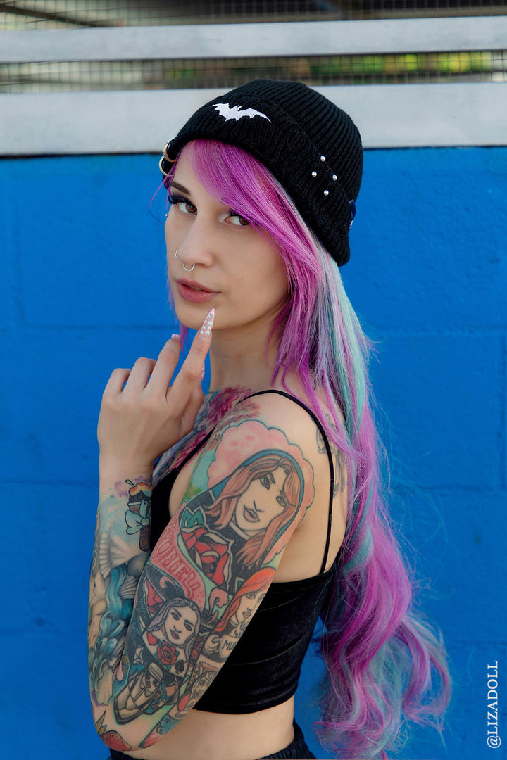 grunge goth piercings beanie 