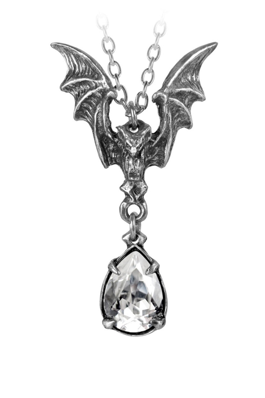 gothic silver bat crystal jewel necklace 