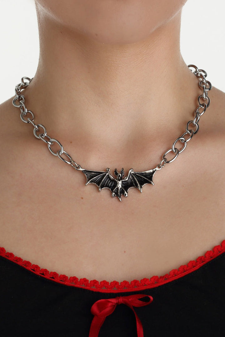 silver bat necklace