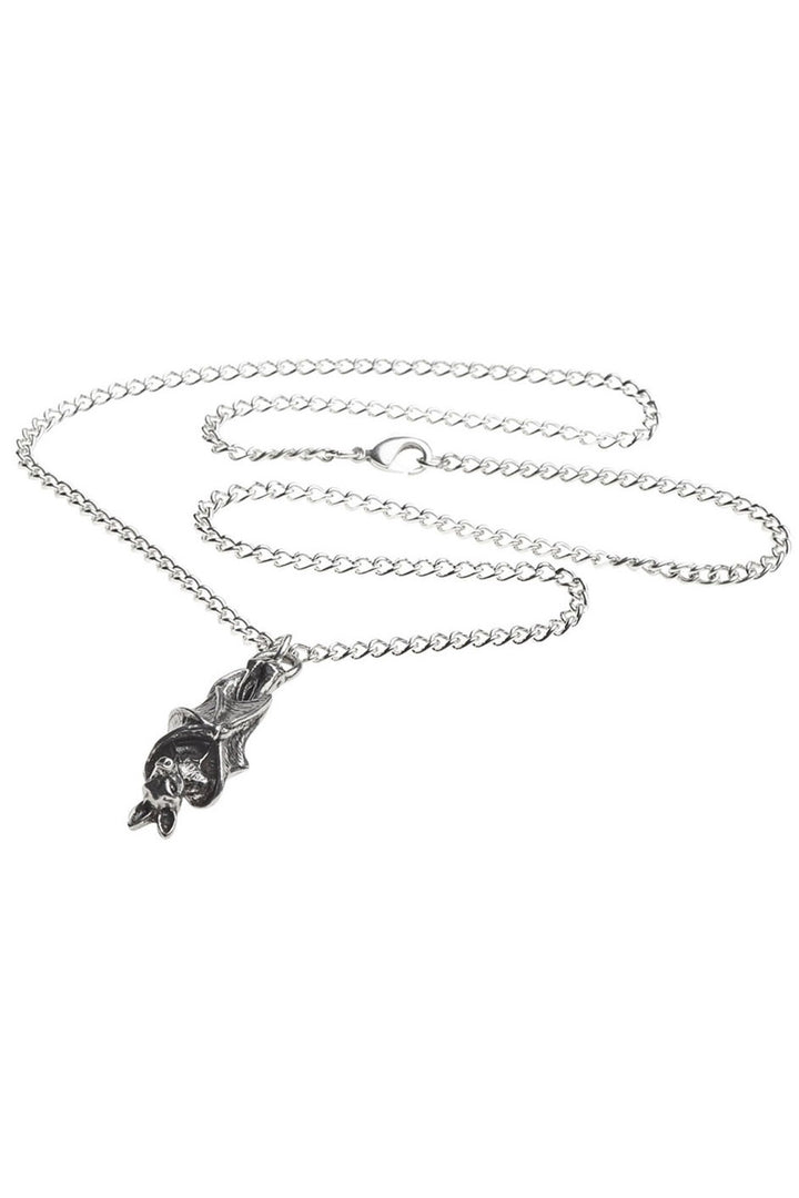 gothic silver bat necklace