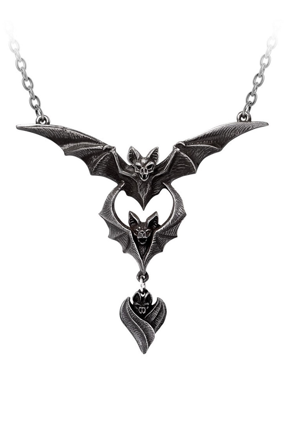pewter bat necklace