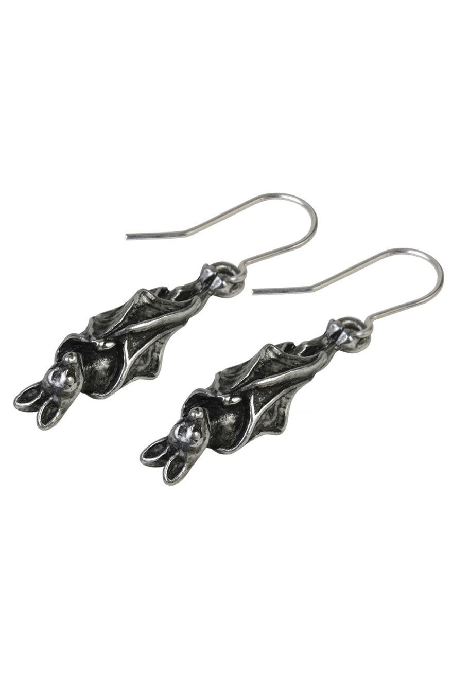 upside down hanging bat earrings