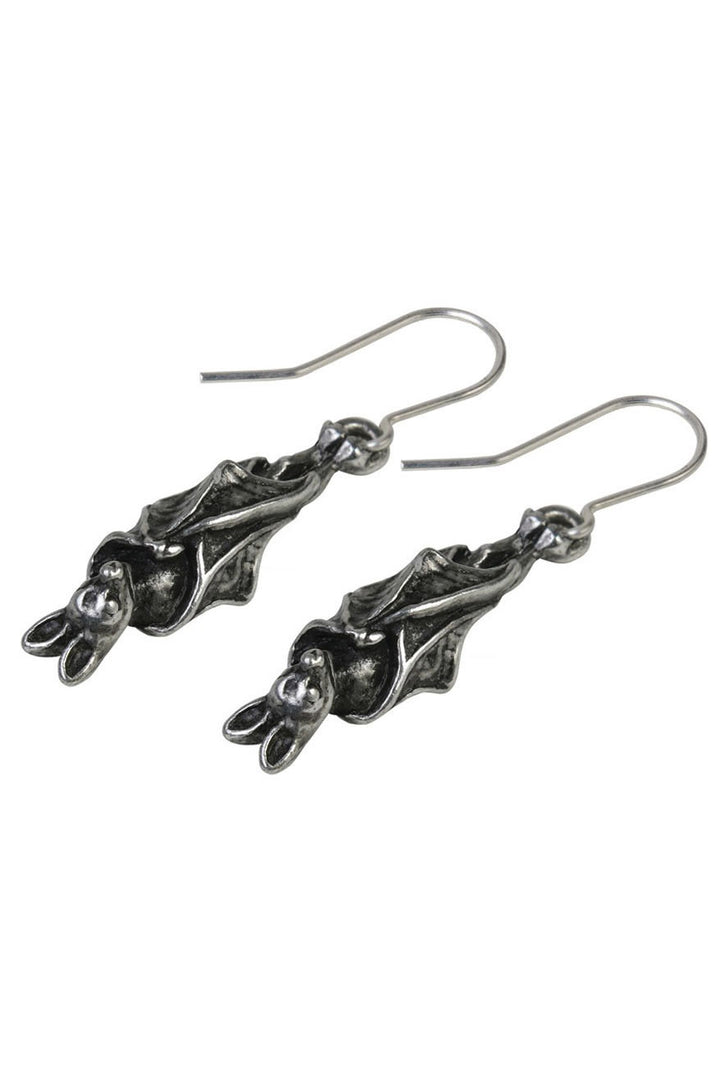 upside down hanging bat earrings
