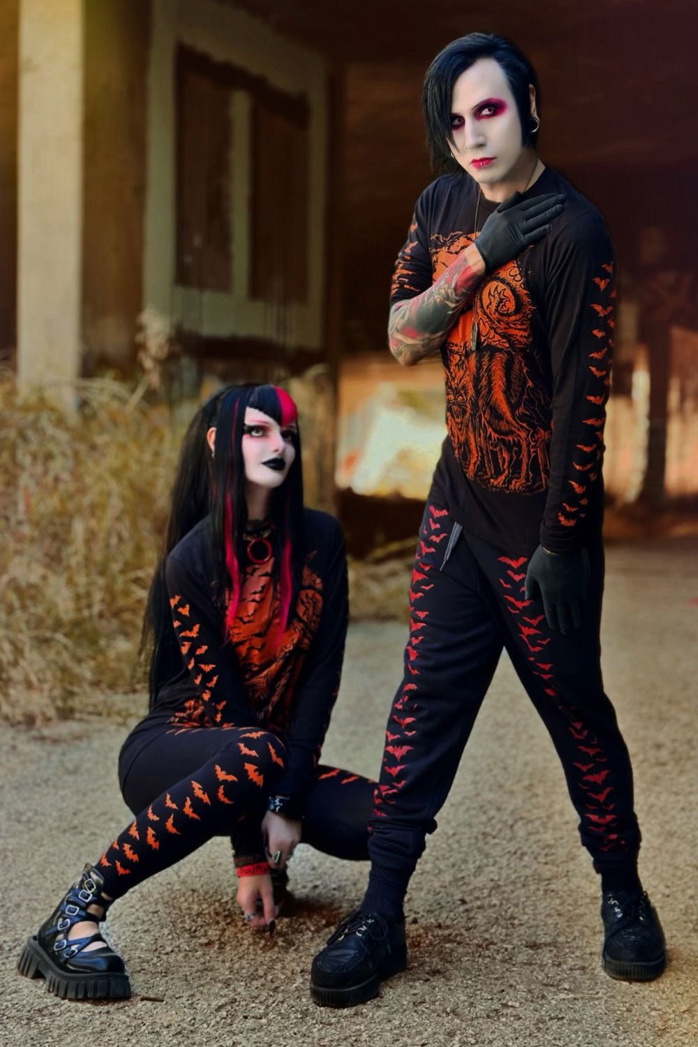 Bat Joggers [PUMPKIN ORANGE] [UNISEX] - mens pants - VampireFreaks - VampireFreaks