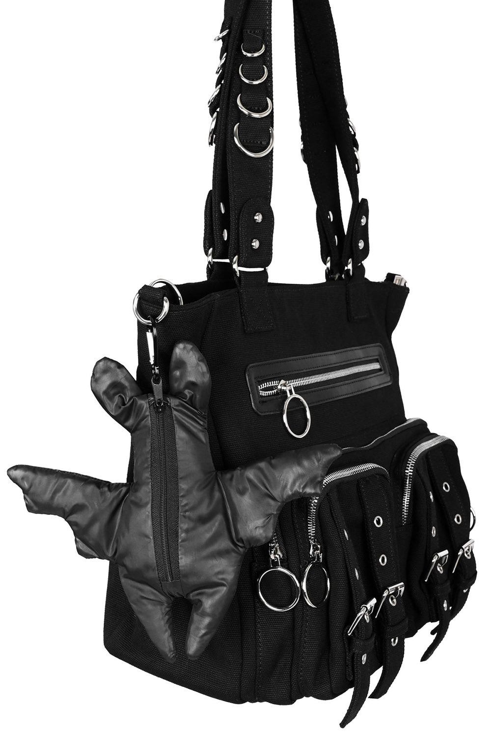 zippered bat shaped keychain with gothic purse