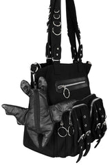 zippered bat shaped keychain with gothic purse