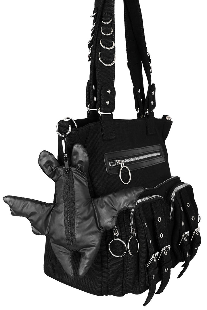 zippered bat shaped keychain with gothic purse