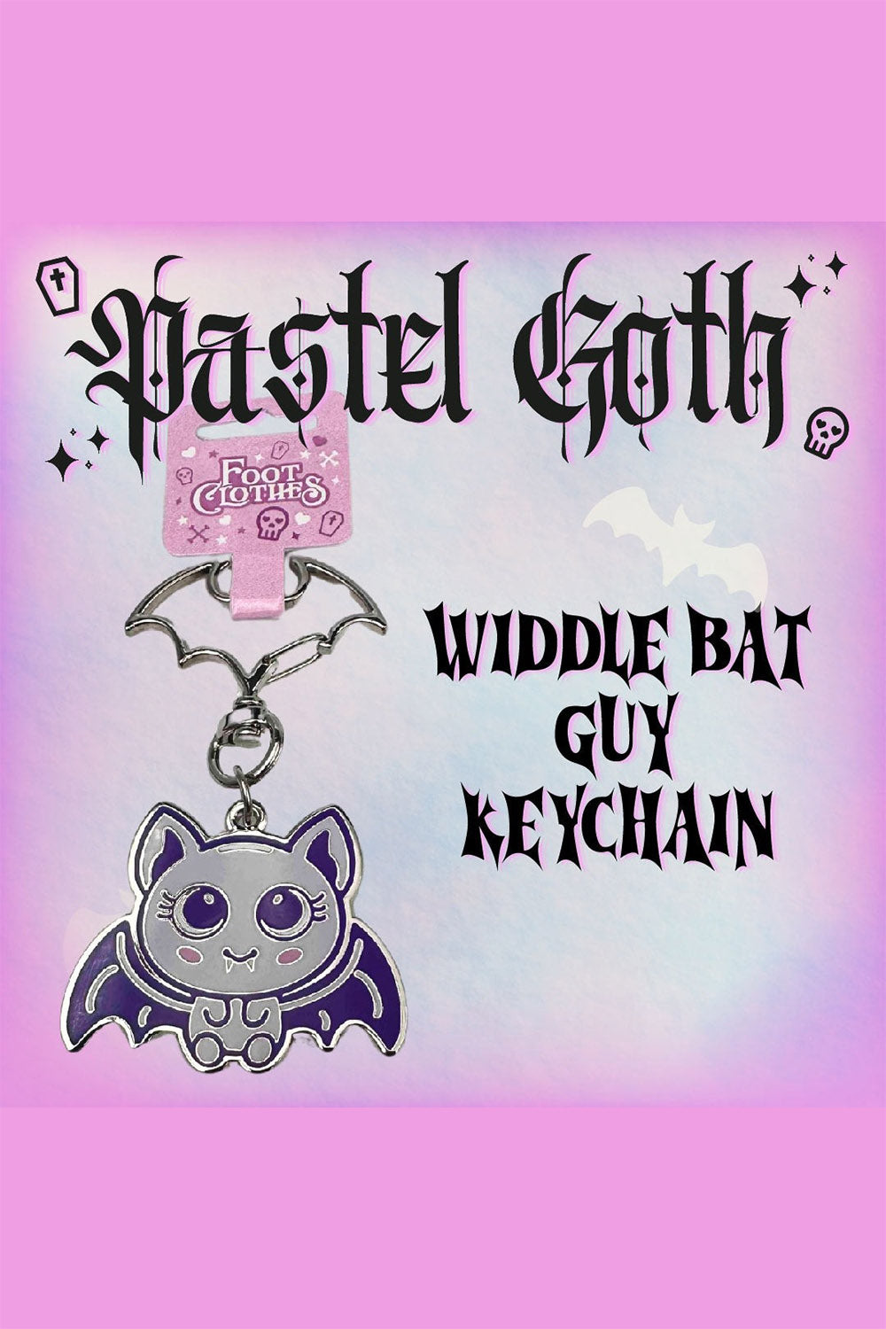 cute pastel goth bat keychain accessory fort purse and car keys 