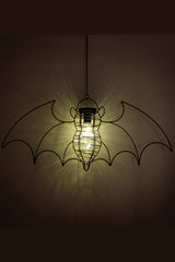 gothic outdoor light shaped like a bat made of iron