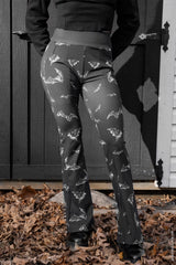 bat pattern gothic flared pants