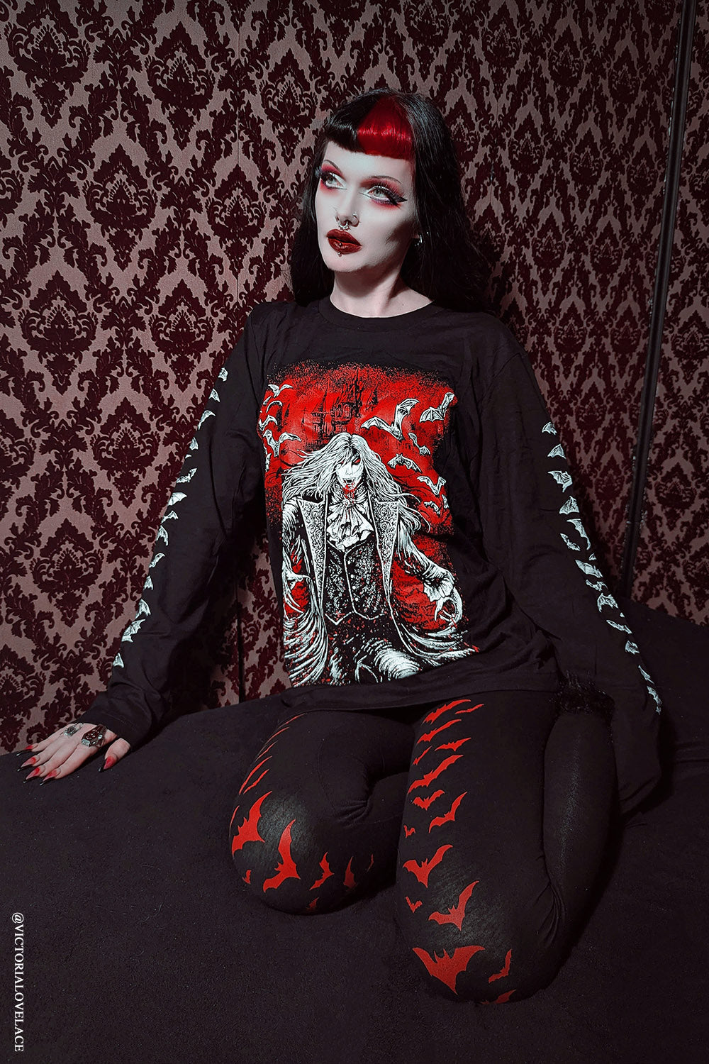 bat sleeve vampire gothic dracula tshirt