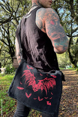 vampire bat distressed messenger bag
