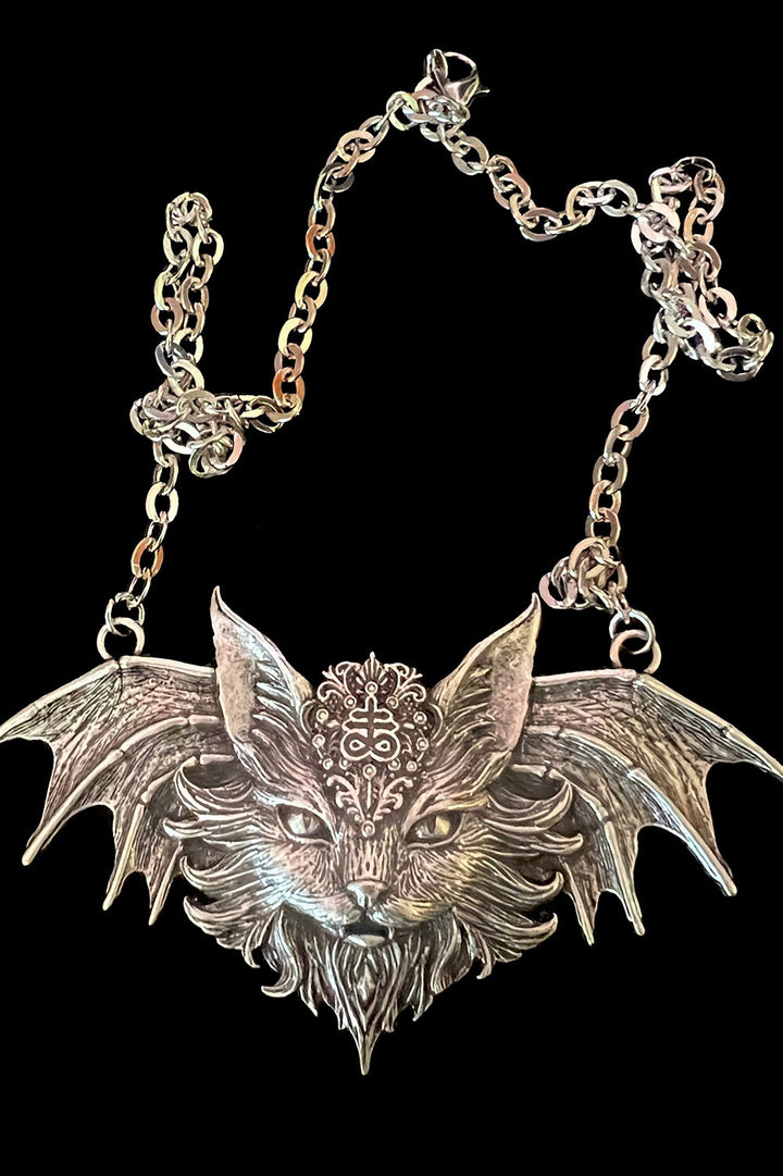 occult silver cat necklace